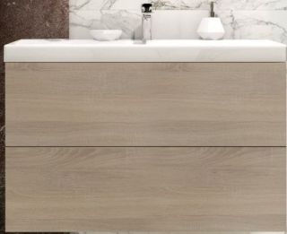 Подвесная тумба под раковину Art&Max Verona Push 90см дуб сонома AM-Verona-Push-900-2C-SO-RS-TS